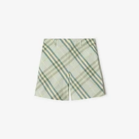 Check Cotton Shorts in Breeze | Burberry® Official
