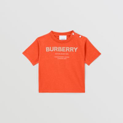 Horseferry Print Cotton T-shirt Vermilion Red - Children | Burberry® Official