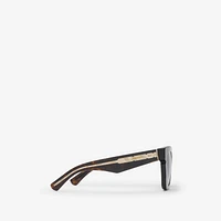 Inlaid Check Square Sunglasses in Tortoiseshell - Women | Burberry® Official