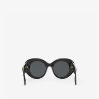 Monogram Motif Oversized Round Frame Lola Sunglasses in Black/black - Women | Burberry® Official