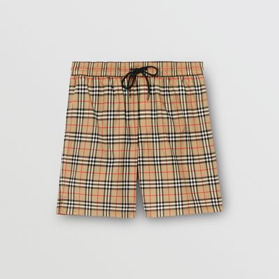 Check Drawcord Swim Shorts Archive Beige - Men | Burberry® Official