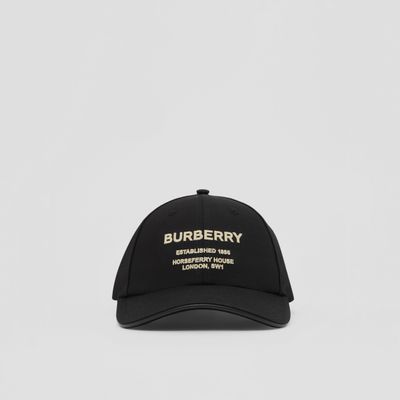 Horseferry Motif Cotton Twill Baseball Cap Black/beige | Burberry® Official
