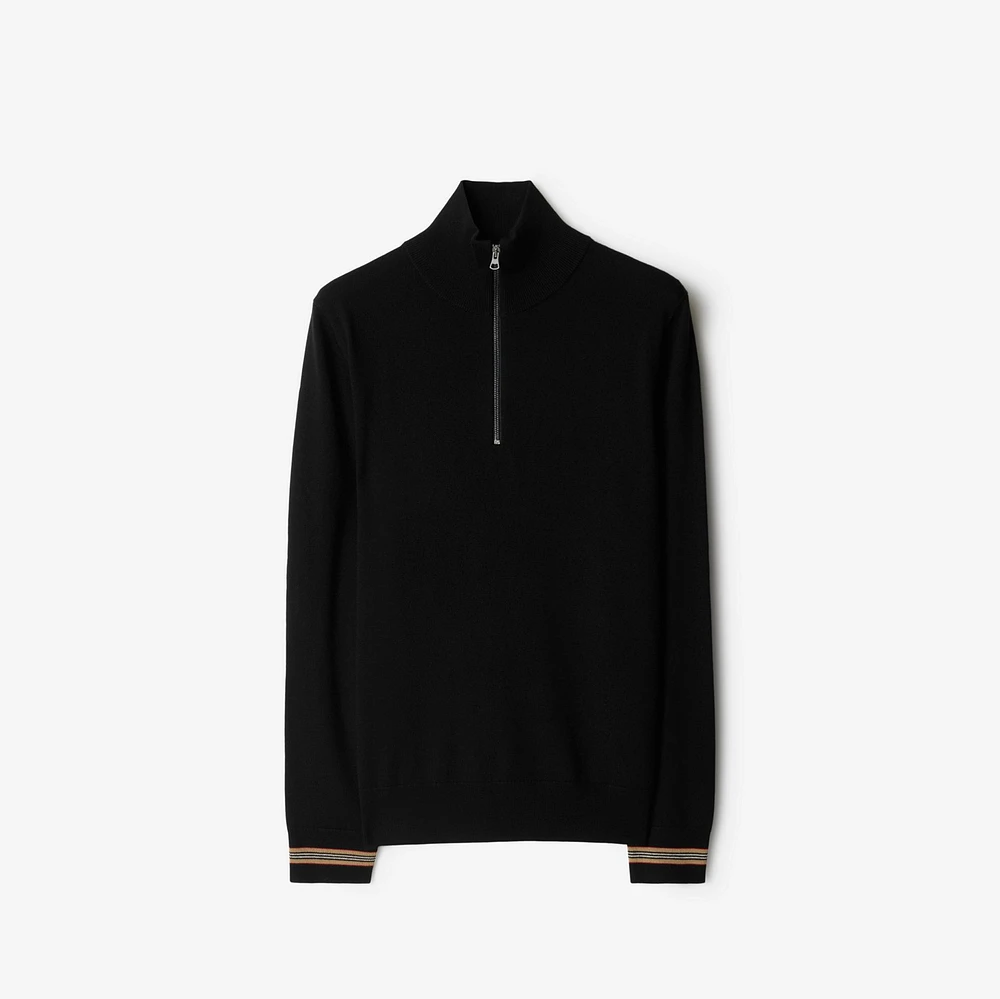 Burberry Wool Half-zip Sweater in Black - Men | Burberry® Official 