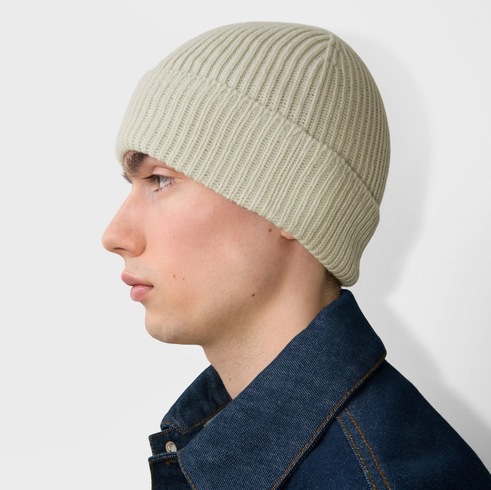 Ribbed Cashmere Beanie in Plaster - Men | Burberry® Official