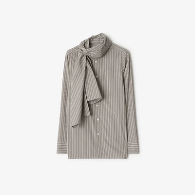 Striped Cotton Scarf Shirt in Palma - Women | Burberry® Official
