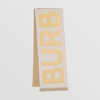 Logo Wool Blend Scarf in Camel/light Blush | Burberry® Official