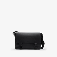 Embossed Check Buckled Messenger Bag​ in Black - Men, Leather | Burberry® Official
