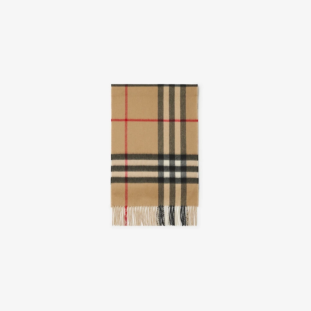 Contrast Check Cashmere Scarf in Archive beige/natural white | Burberry® Official