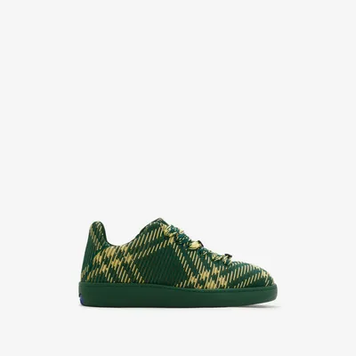 Check Knit Box Sneakers in Primrose - Men | Burberry® Official