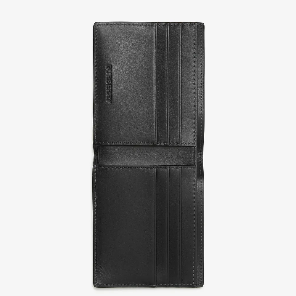 Check and Leather Bifold Wallet in Charcoal - Men | Burberry® Official