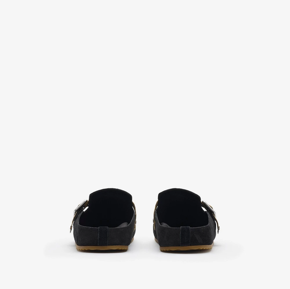 Check Suede Urchin Clogs in Black - Men | Burberry® Official