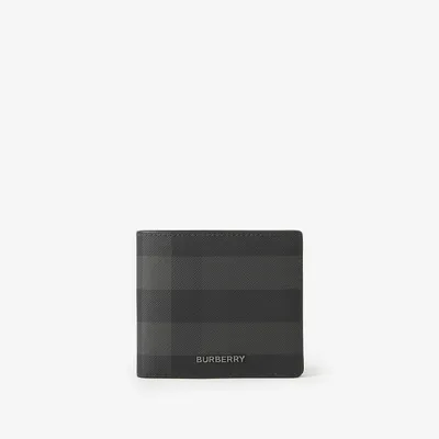 Check and Leather Card Case in Charcoal - Men | Burberry® Official