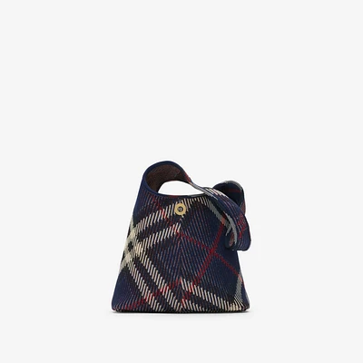 Small Check Knitted Shoulder Bag in Marine - Women | Burberry® Official