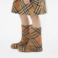Check Rubber Marsh High Boots in Sand - Children | Burberry® Official