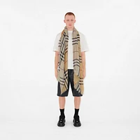 Wide Reversible Check Wool Silk Scarf in Sand/lichen | Burberry® Official