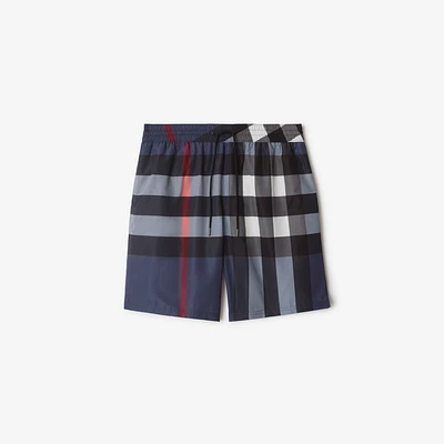 Check Swim Shorts in Carbon blue - Men | Burberry® Official