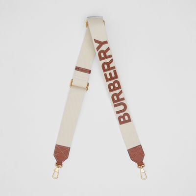 Logo Detail Leather Bag Strap in Ecru/tan - Women | Burberry® Official