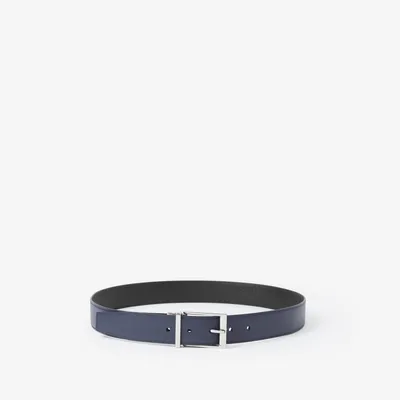 Reversible Grainy Leather Belt in Navy/black - Men | Burberry® Official