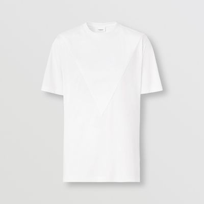 Chevron Panel Silk Jersey T-shirt Cool White - Women | Burberry® Official