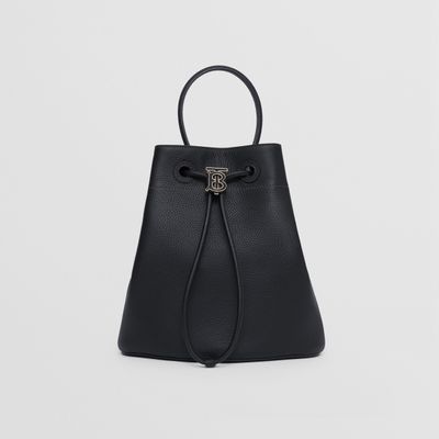 Grainy Leather Small TB Bucket Bag in Black - Women | Burberry® Official