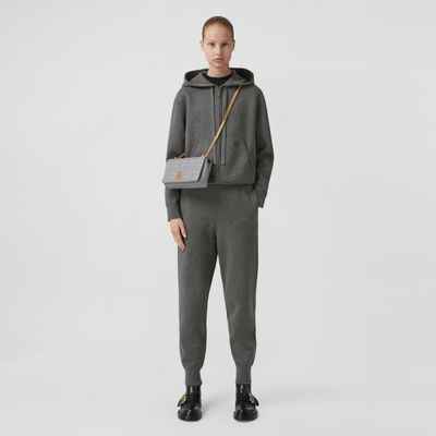 Monogram Motif Cashmere Blend Jogging Pants Storm Grey Melange - Women | Burberry® Official