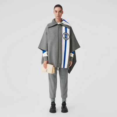 Logo Graphic Wool Cashmere Cape in Grey - Women | Burberry® Official