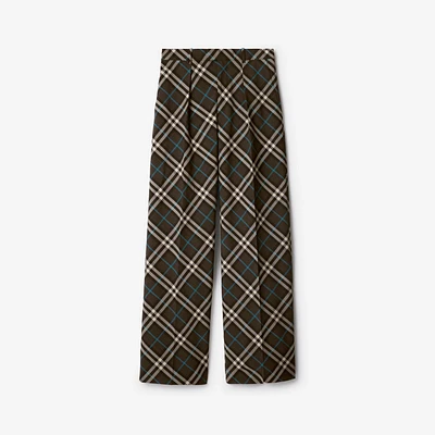 Check Wool Blend Tailored Trousers in Snug - Men | Burberry® Official