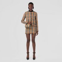 Bouclé Check Cotton Wool Blend Mini Skirt Archive Beige - Women | Burberry® Official