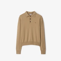 Long-sleeve Cashmere Blend Polo Shirt in Flax beige - Men | Burberry® Official