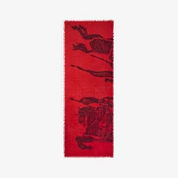 Wide EKD Wool Scarf in Oxblood | Burberry® Official
