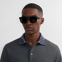 Embossed Check Square Sunglasses in Black - Men | Burberry® Official