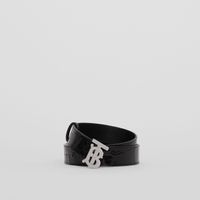 Monogram Motif Embossed Leather Belt Black/palladium - Men | Burberry® Official