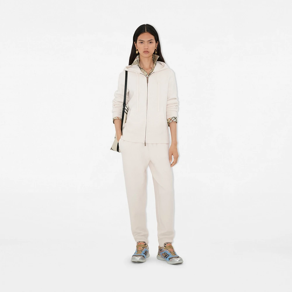 Cashmere Blend Zip Hoodie in Chalk - Women | Burberry® Official