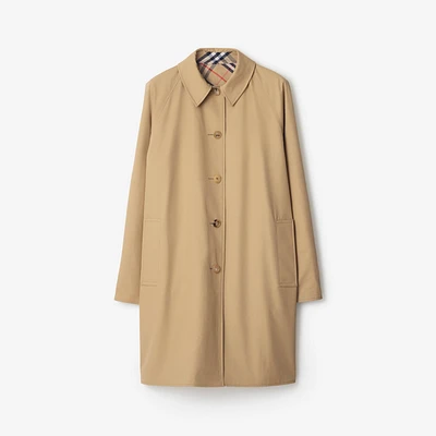 Long Reversible Gabardine Car Coat in Flax - Men, Cotton | Burberry® Official