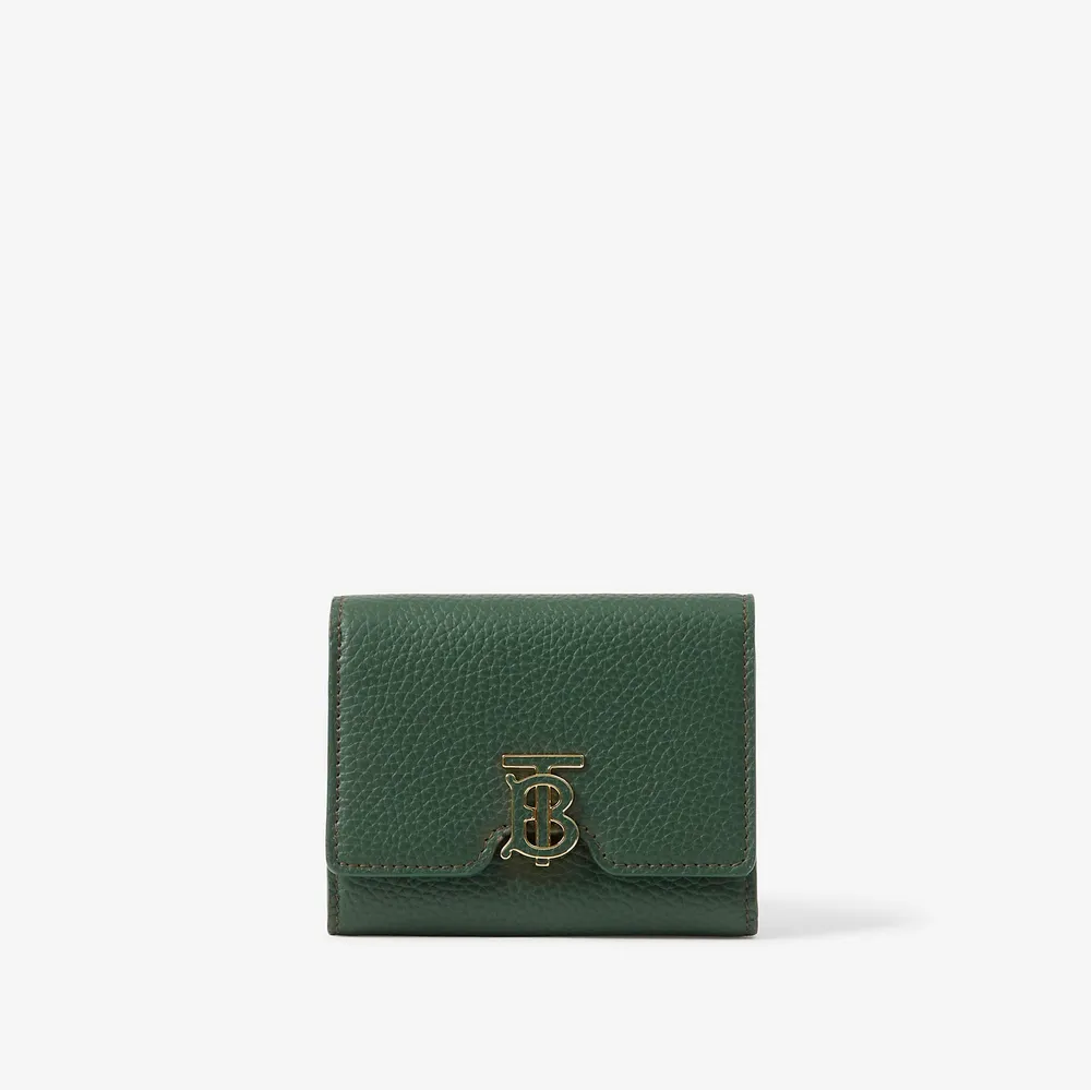 Leather TB Compact Wallet in Vine - Women