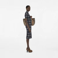 Check Wool Blend Dress in Ink/chalk - Women | Burberry® Official