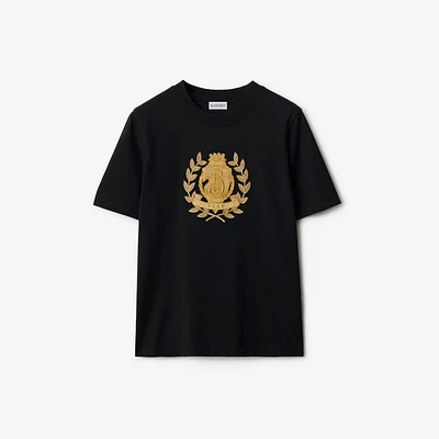 B Crest Cotton T-shirt in Black - Women | Burberry® Official
