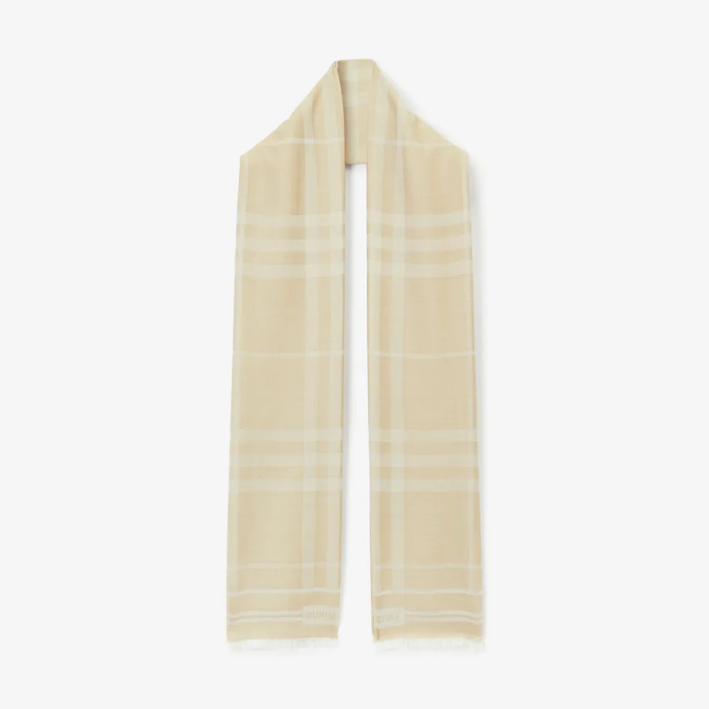 Check EKD Print Silk Skinny Scarf in Archive Beige