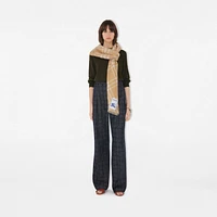 Wide Check Wool Silk Scarf in Sand/ecru | Burberry® Official