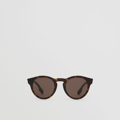 Round Frame Sunglasses in Dark Tortoiseshell - Men | Burberry® Official