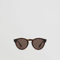 Round Frame Sunglasses in Dark Tortoiseshell - Men | Burberry® Official