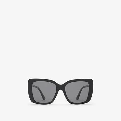 Tubular Check Square Polarised Sunglasses in Black - Women | Burberry® Official
