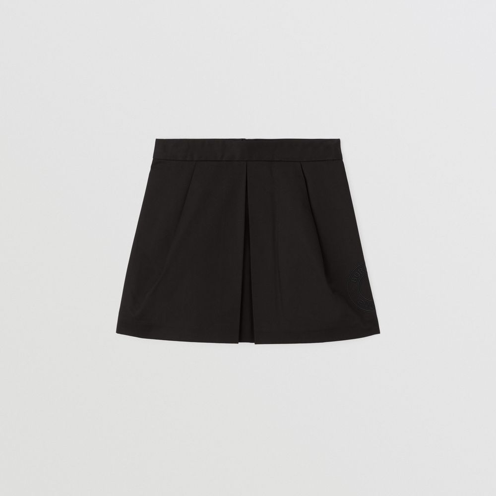 Logo Graphic Cotton Twill Skirt Black | Burberry® Official