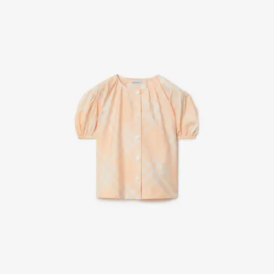 Check Cotton Blouse in Pastel peach | Burberry® Official