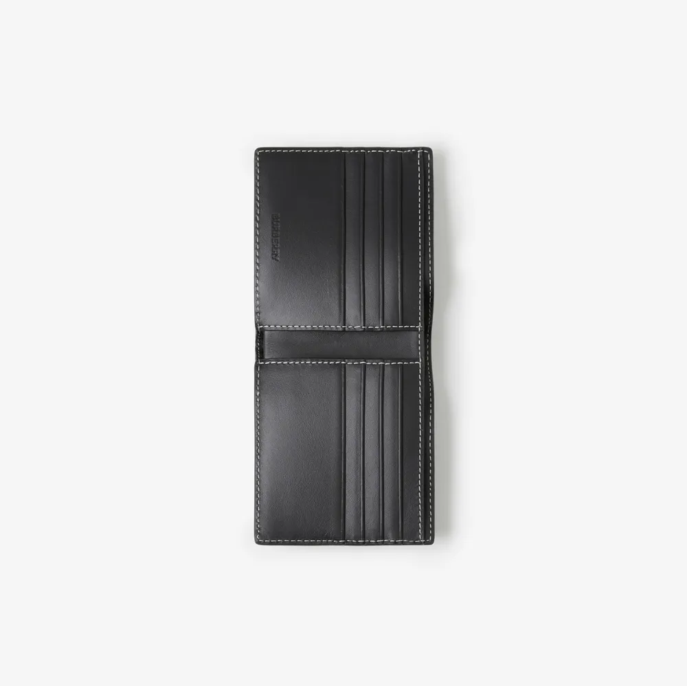 Check Leather Bifold Coin Wallet in Vine - Men | Burberry® Official