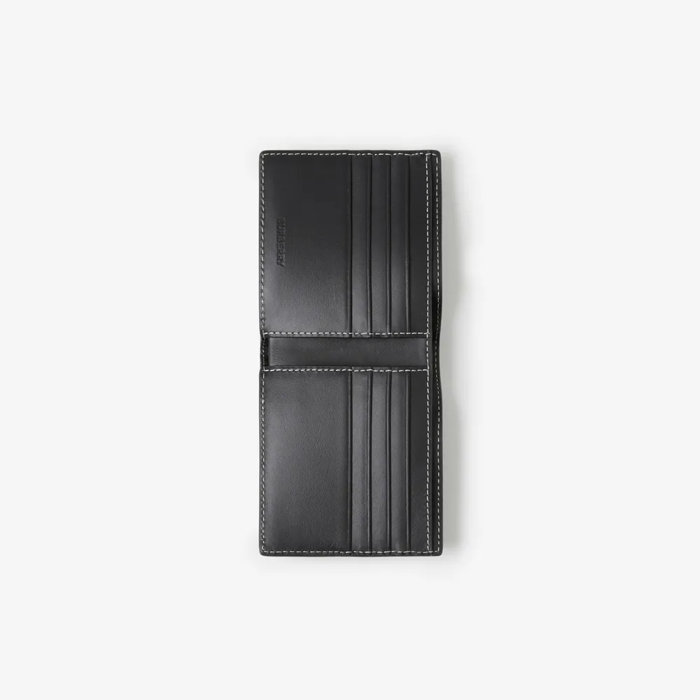 Check Leather Bifold Coin Wallet in Vine - Men