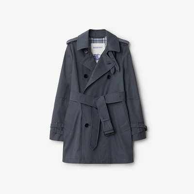Short Cotton Blend Trench Coat in Magnet - Women, Tropical Gabardine | Burberry® Official