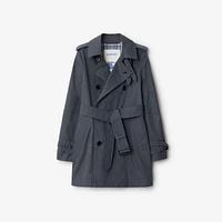 Short Cotton Blend Trench Coat in Magnet - Women, Tropical Gabardine | Burberry® Official