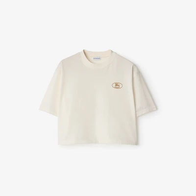 Cropped Cotton T-shirt in Chalk - Women | Burberry® Official