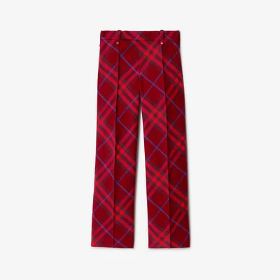 Petite Check Wool Trousers in Crimson - Women | Burberry® Official